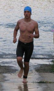 Ben at last year's Fox Island Sprint Triathlon. It will be interesting to see how he does this year, since he hasn't had time to train during JV baseball season. 